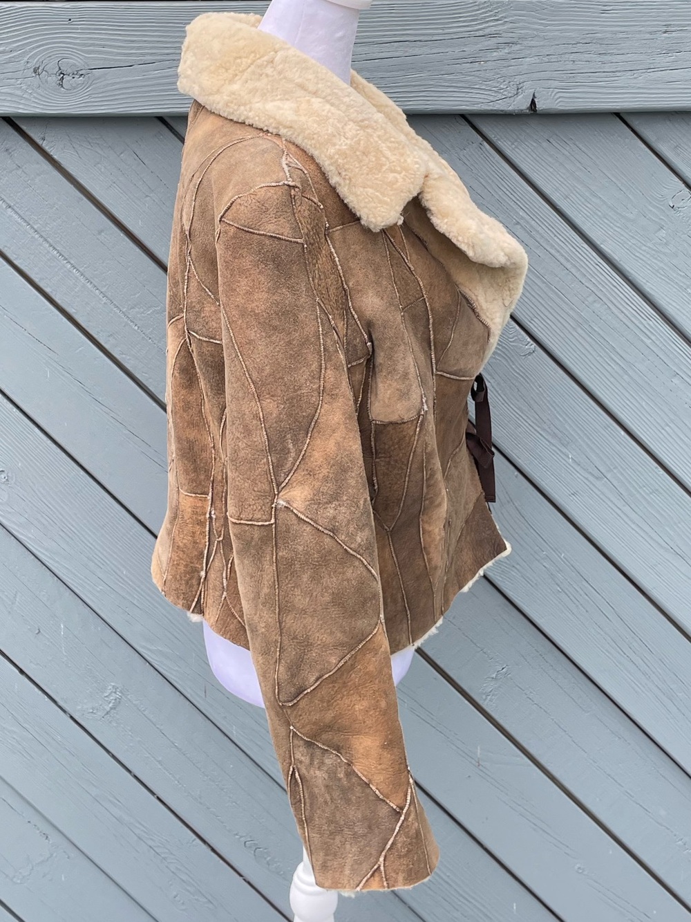 Clara Collins Paris Women’s Shearling Patchwork Jacket with Collar size 38 US 6 - Picture 6 of 10